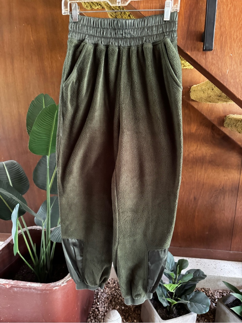 Free People Green Fleece Jogger Pants